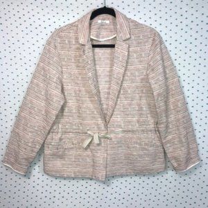 Promod Women's Pink Striped Tie Front Blazer